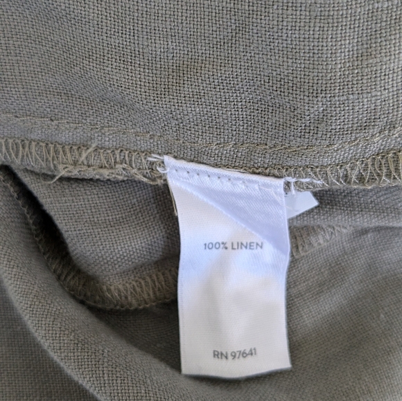 J Jill purejill Linen Khaki Green Cropped Pants L Large - Picture 6 of 6